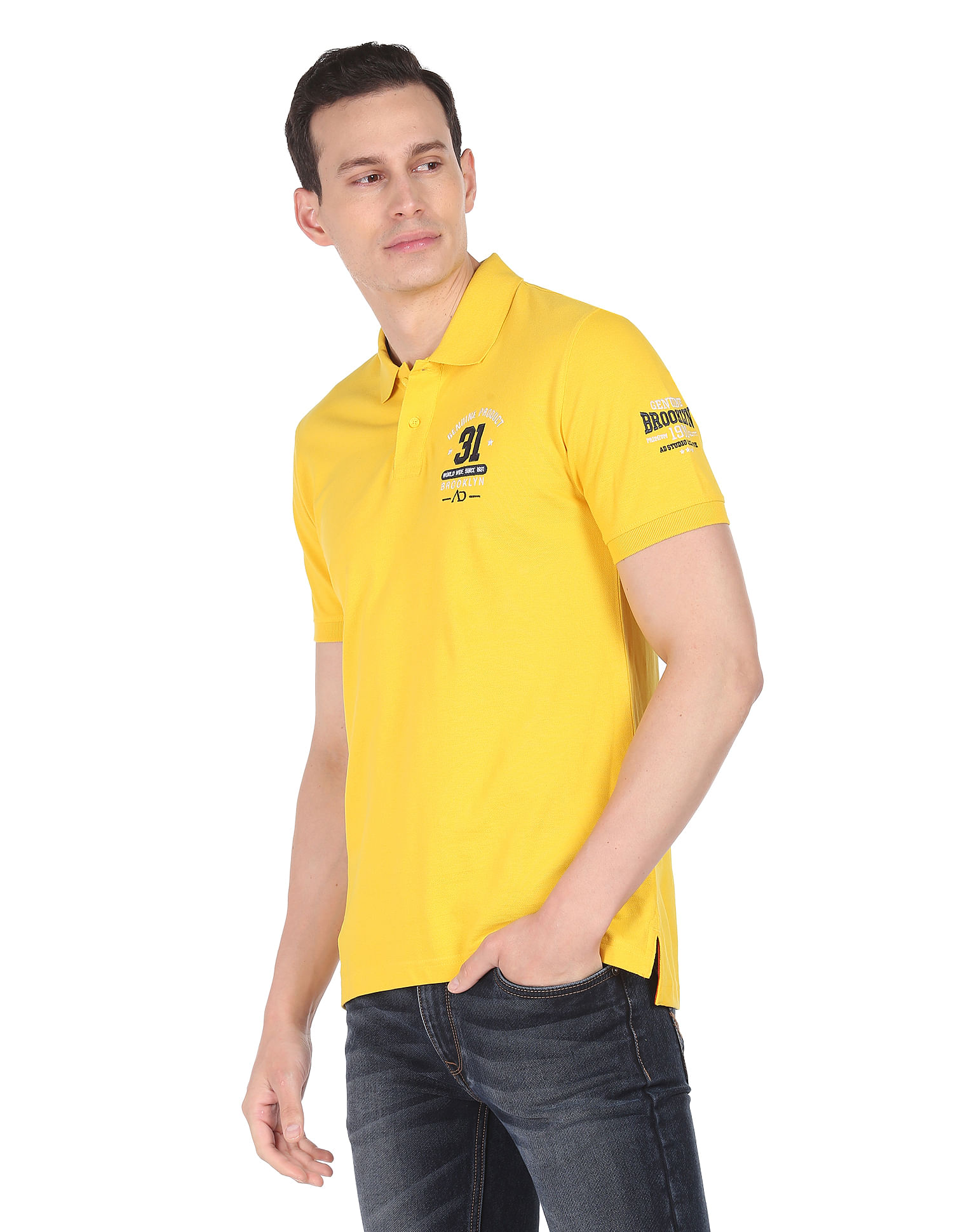 AD by Arvind Solid Sporty Polo Shirt