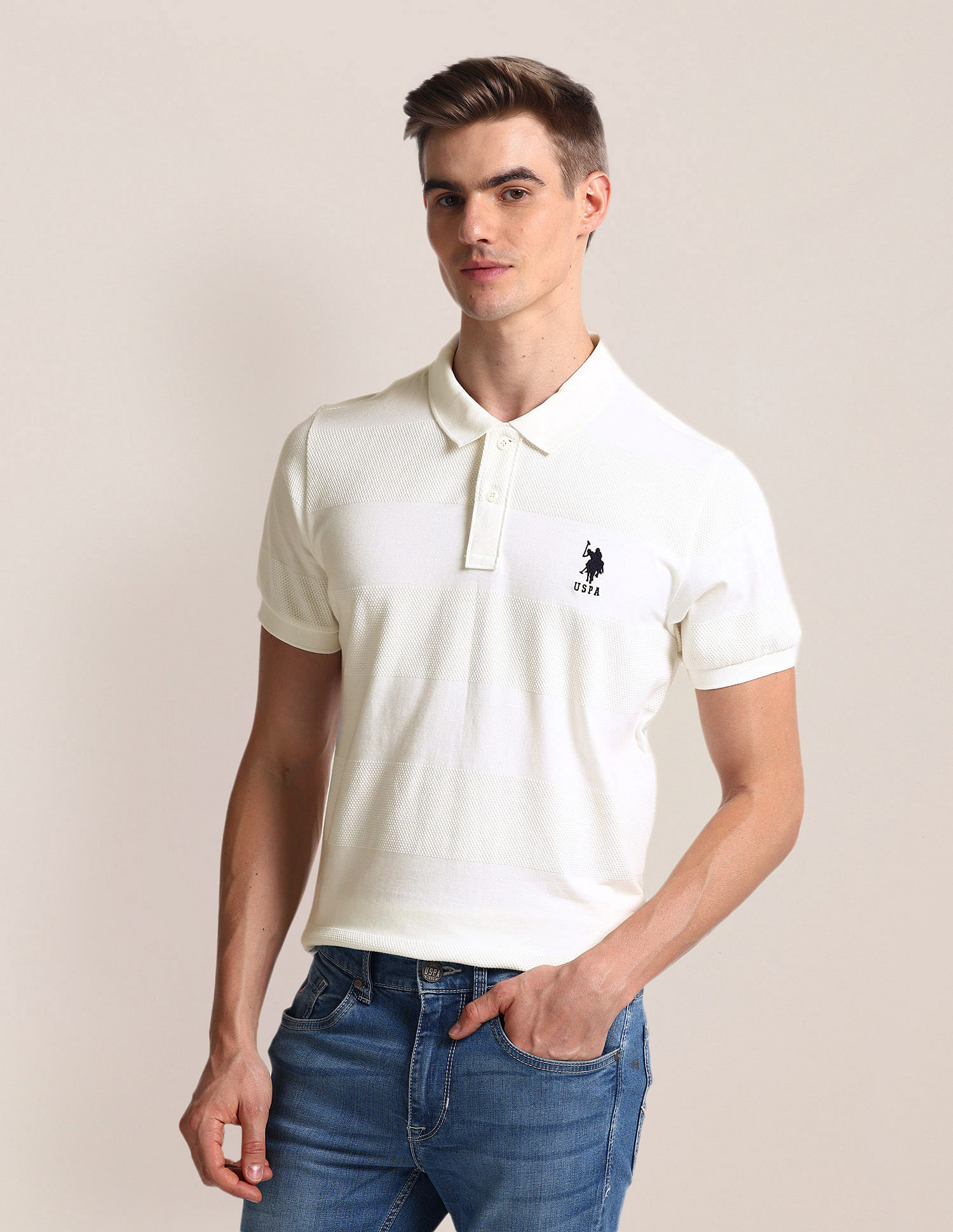 U.S. Polo Assn. Patterned Knit Slim Fit Polo Shirt