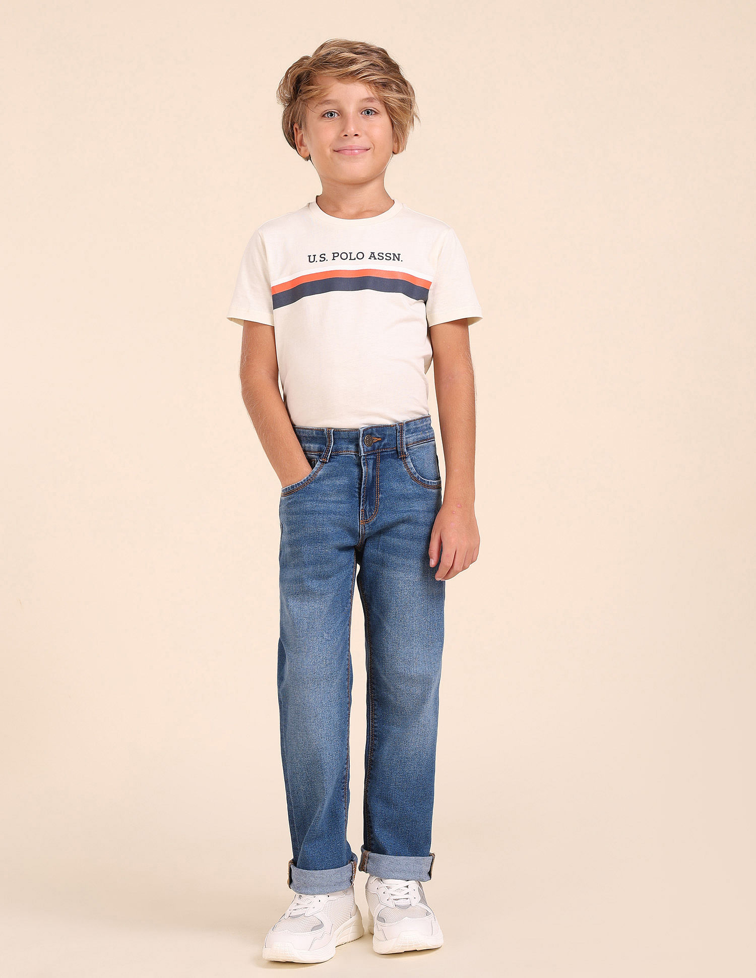 U.S. Polo Assn. Kids Boys Relaxed Fit Blue Jeans