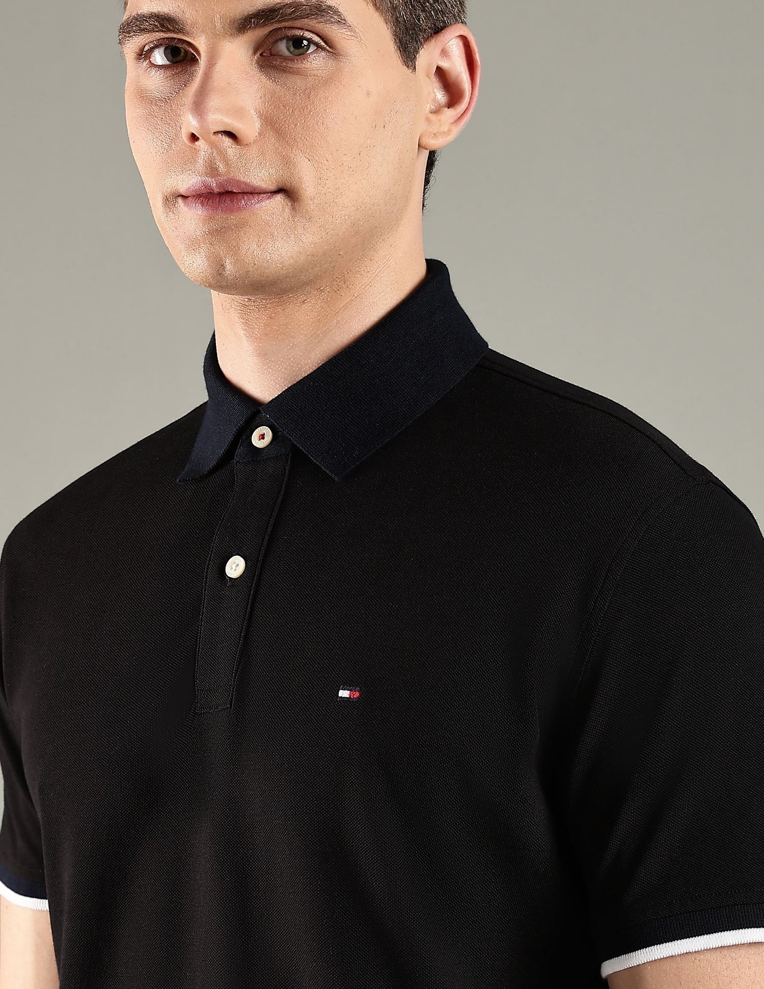 Tommy Hilfiger Solid Regular Fit Cotton Polo T-Shirt