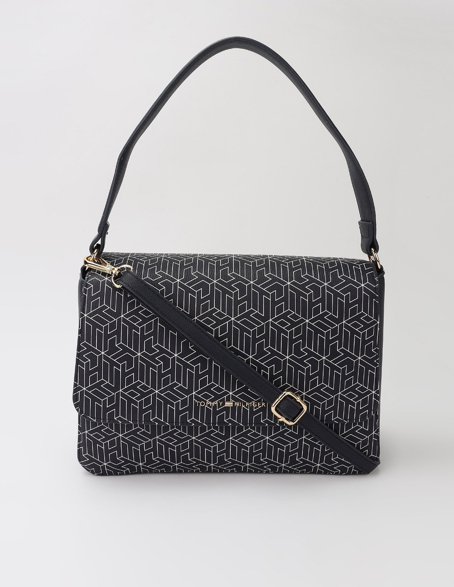 Tommy Hilfiger Logo Blue Pu Hand Bag