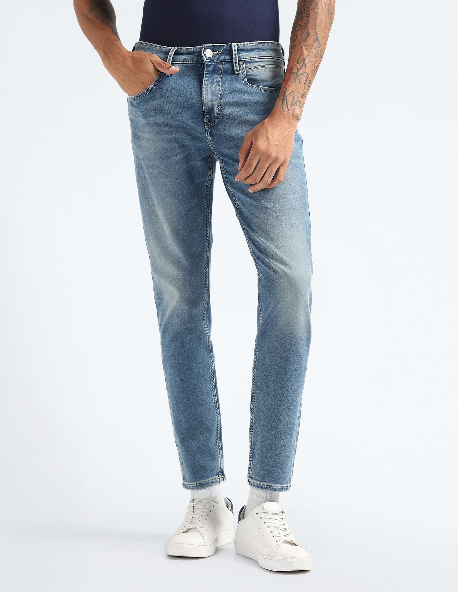Flying Machine Slash Slim Tapered Stone Wash Jeans