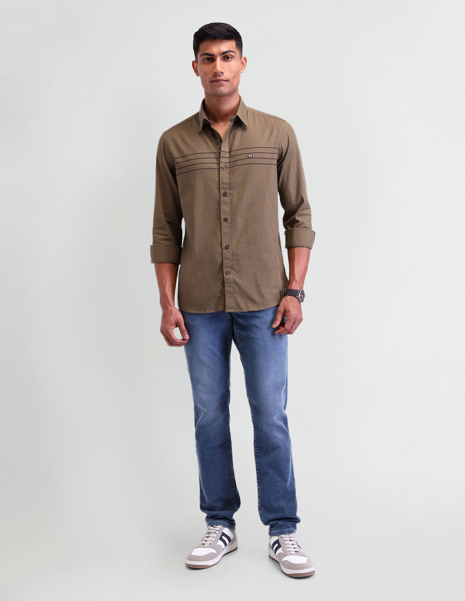Arrow Sport Horizontal Striped Slim Fit Shirt