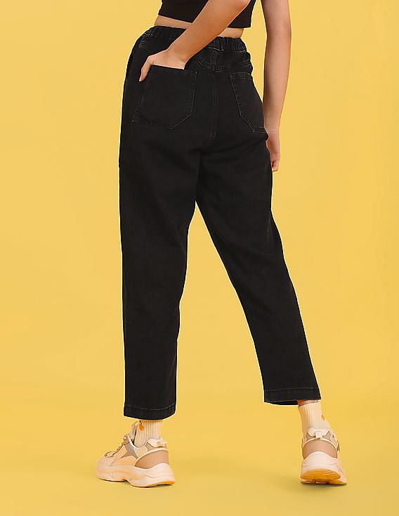 Flying Machine Women Pure Cotton Drawstring Waist Jogger Jeans