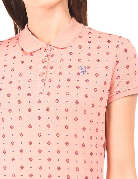U.S. Polo Assn. Women Regular Fit Printed Polo Shirt