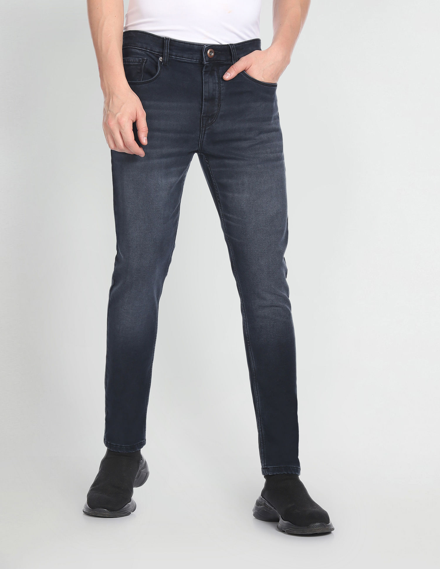 Flying Machine Stone Wash Slash Slim Fit Jeans