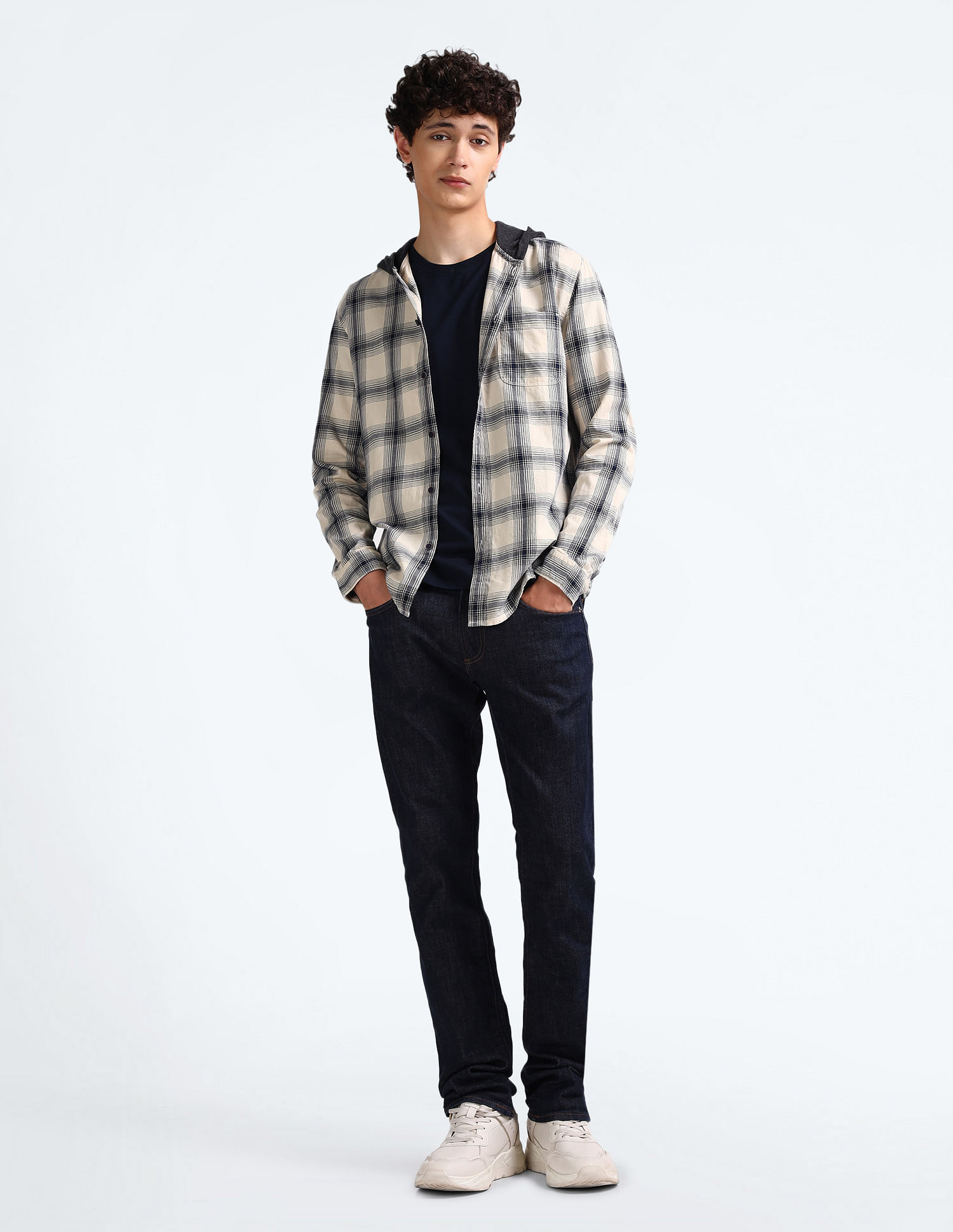 Flying Machine Pure Cotton Hooded Shirt