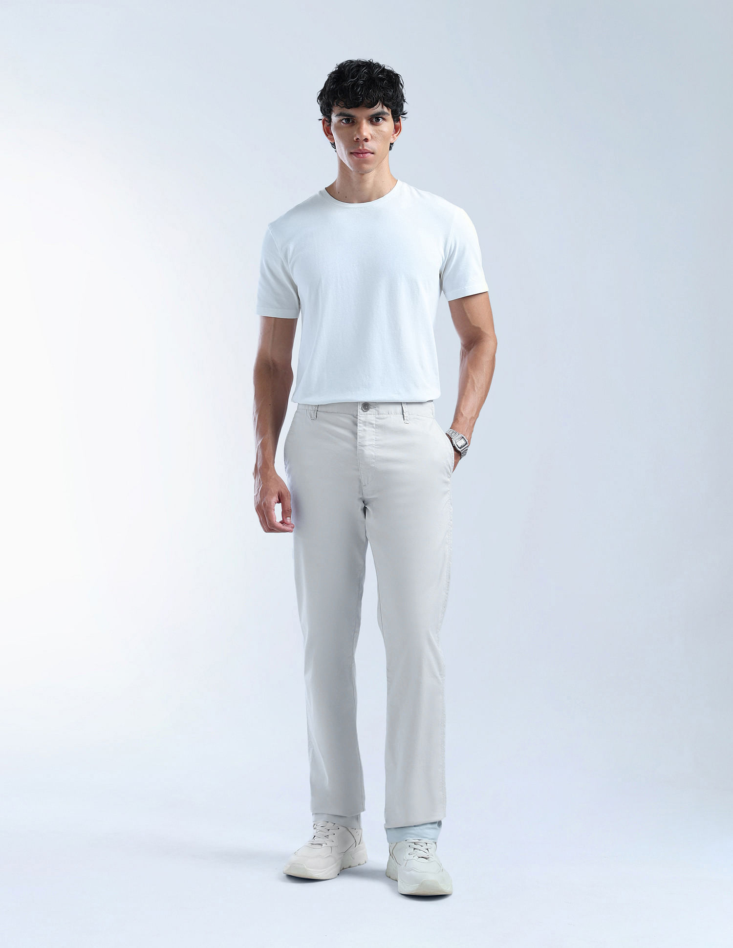 Flying Machine F-Jango Straight Fit Solid Twill Trousers