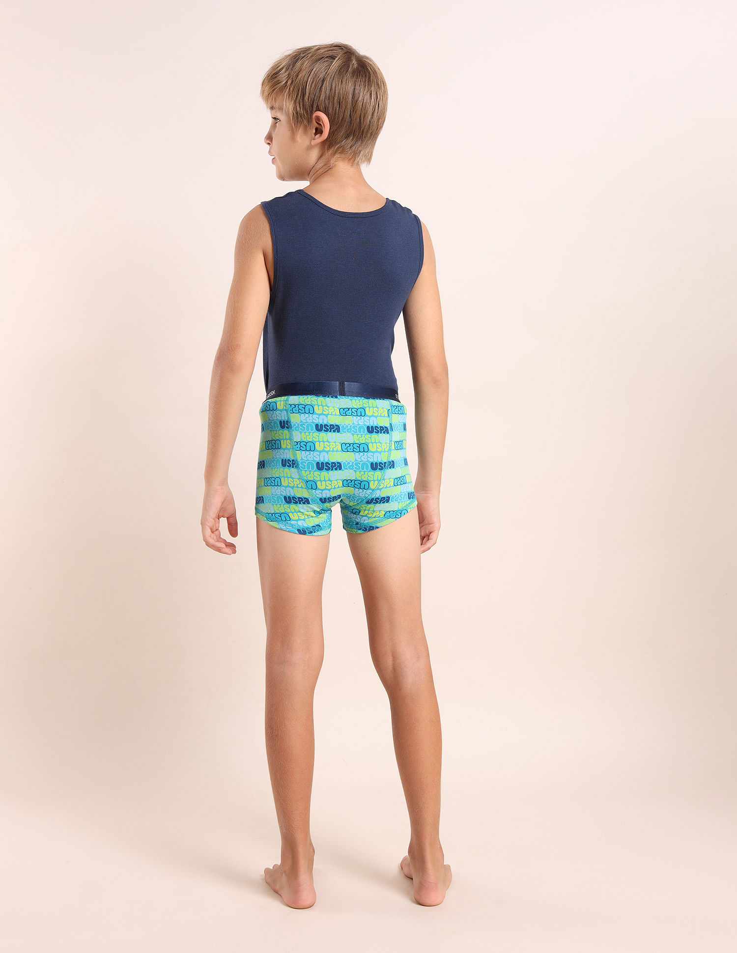 USPA Innerwear Boys Mid Rise Cotton Spandex Trunks - Pack Of 3