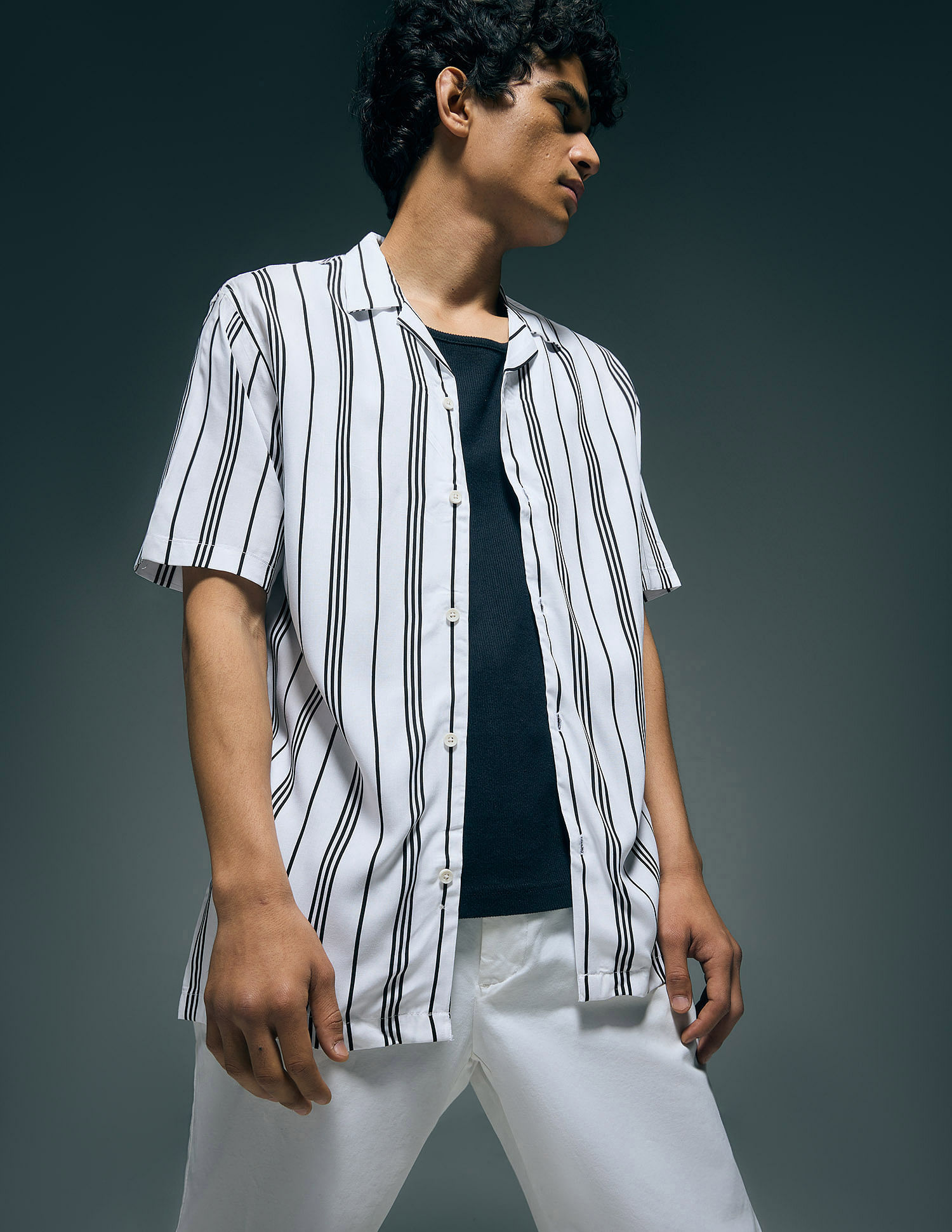 Flying Machine Vertical Striped Original Cuban Shirt