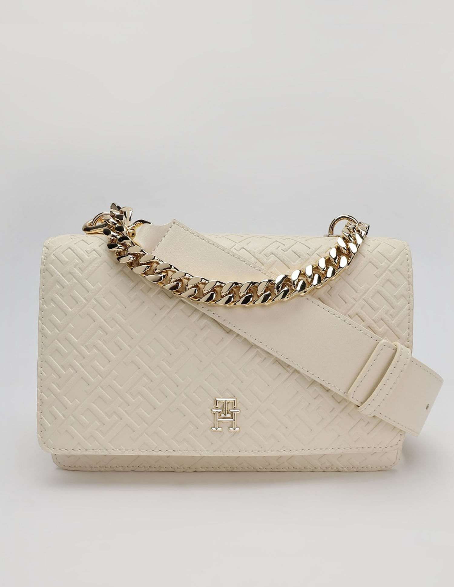 Tommy Hilfiger Textured White PU Sling Bag