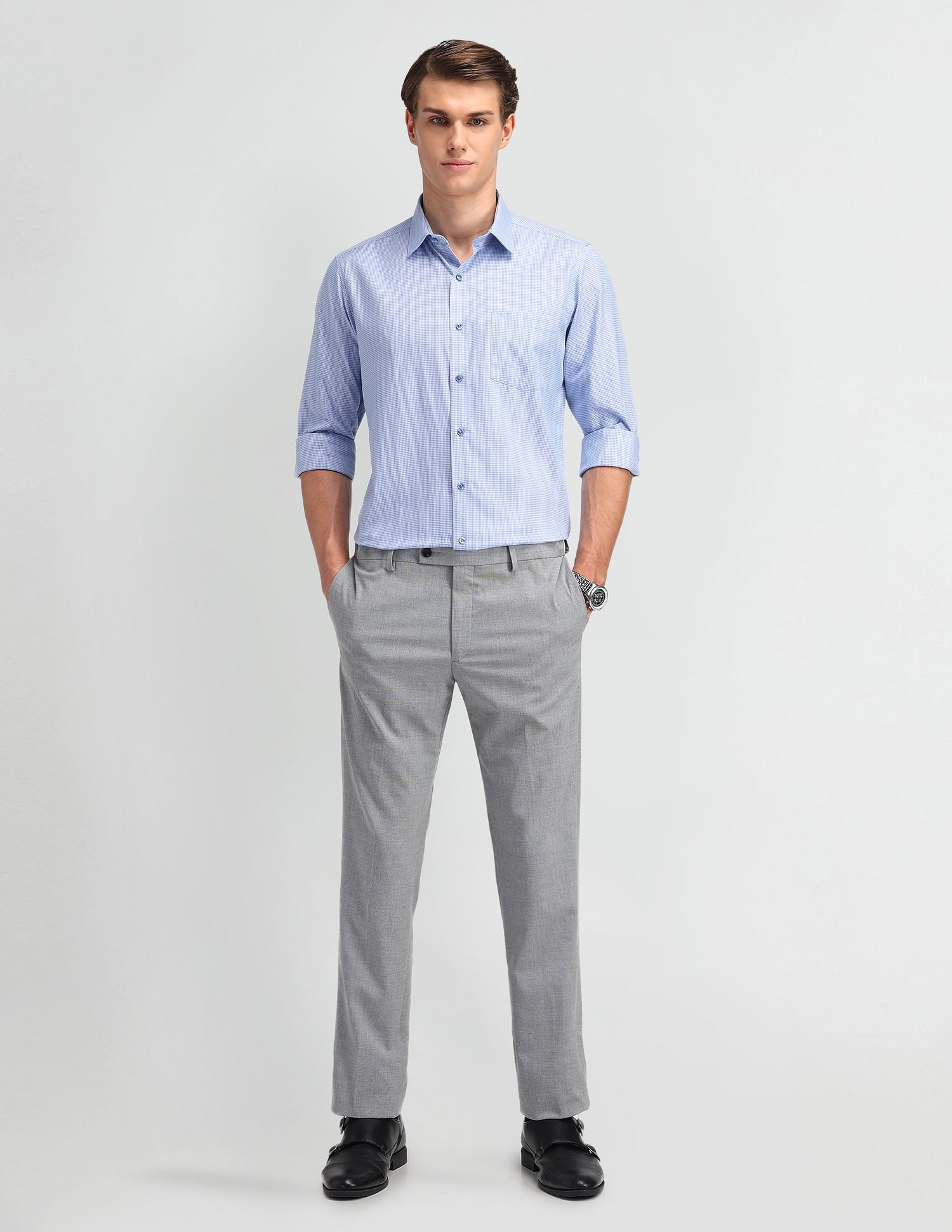 Arrow Manhattan Slim Fit Micro Checked Shirt