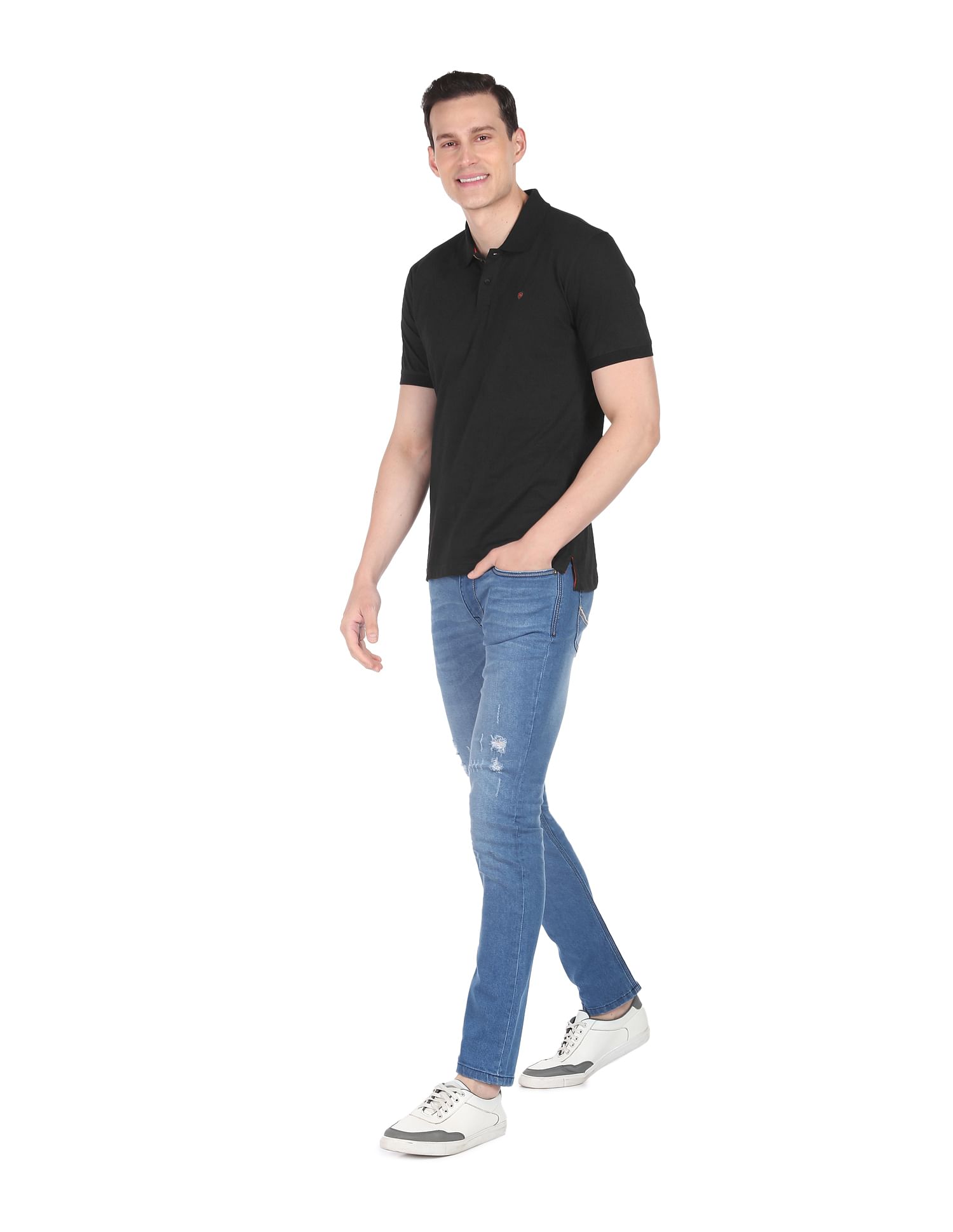 AD by Arvind Modern Jersey Slub Polo Shirt