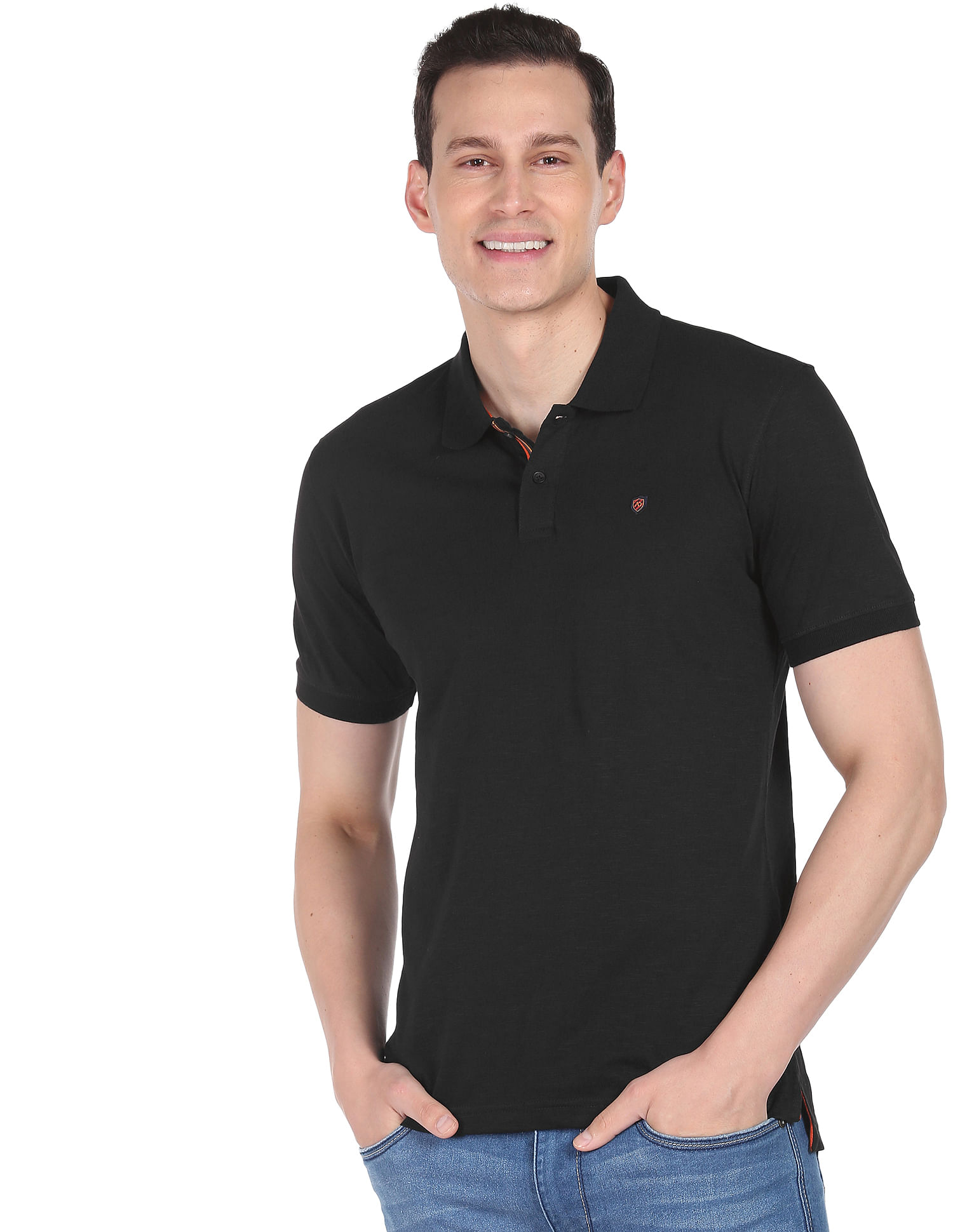 AD by Arvind Modern Jersey Slub Polo Shirt