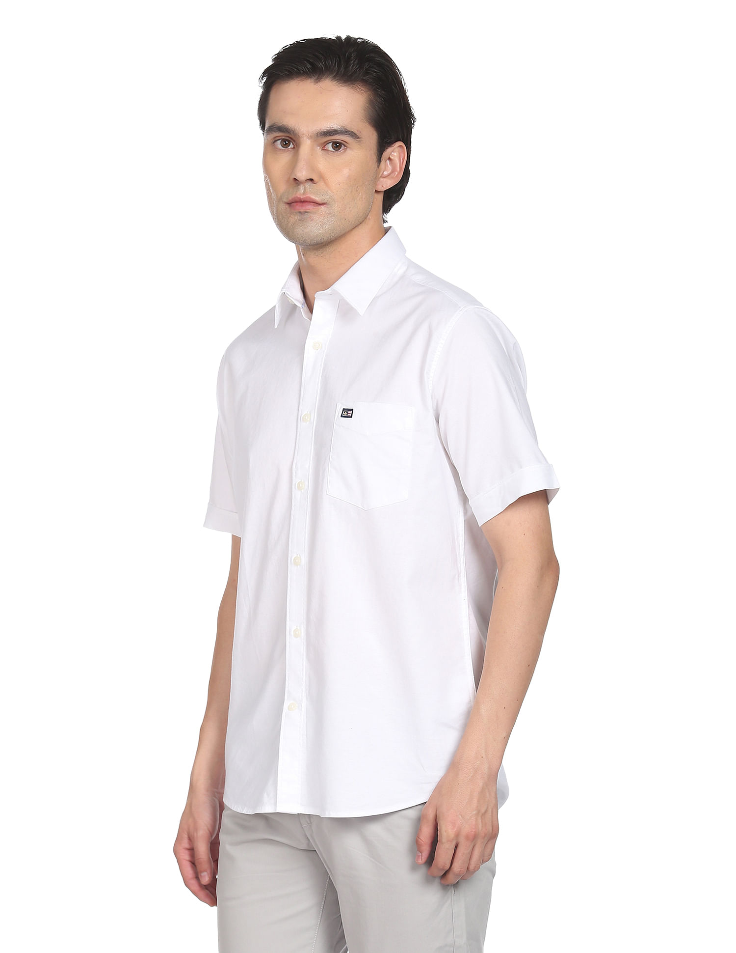 White short sleeve fashion dress shirt