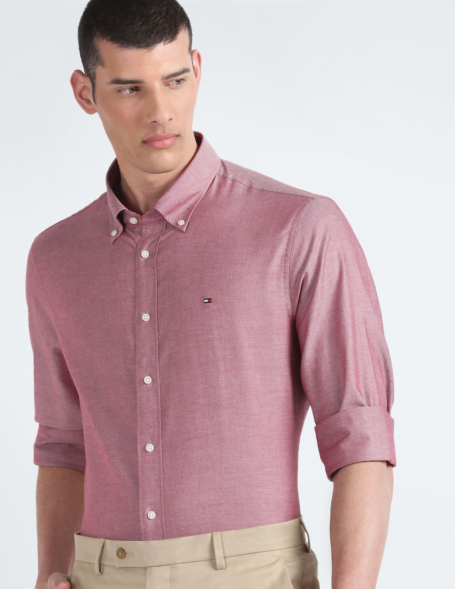 Buy Tommy Hilfiger Regular Fit Solid Oxford Formal Shirt