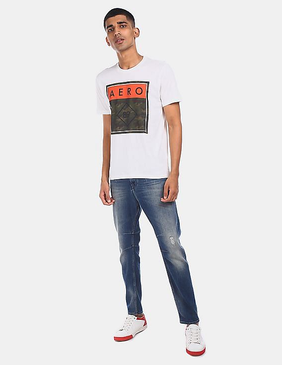 Aeropostale Men White Crew Neck Graphic Printed T-Shirt