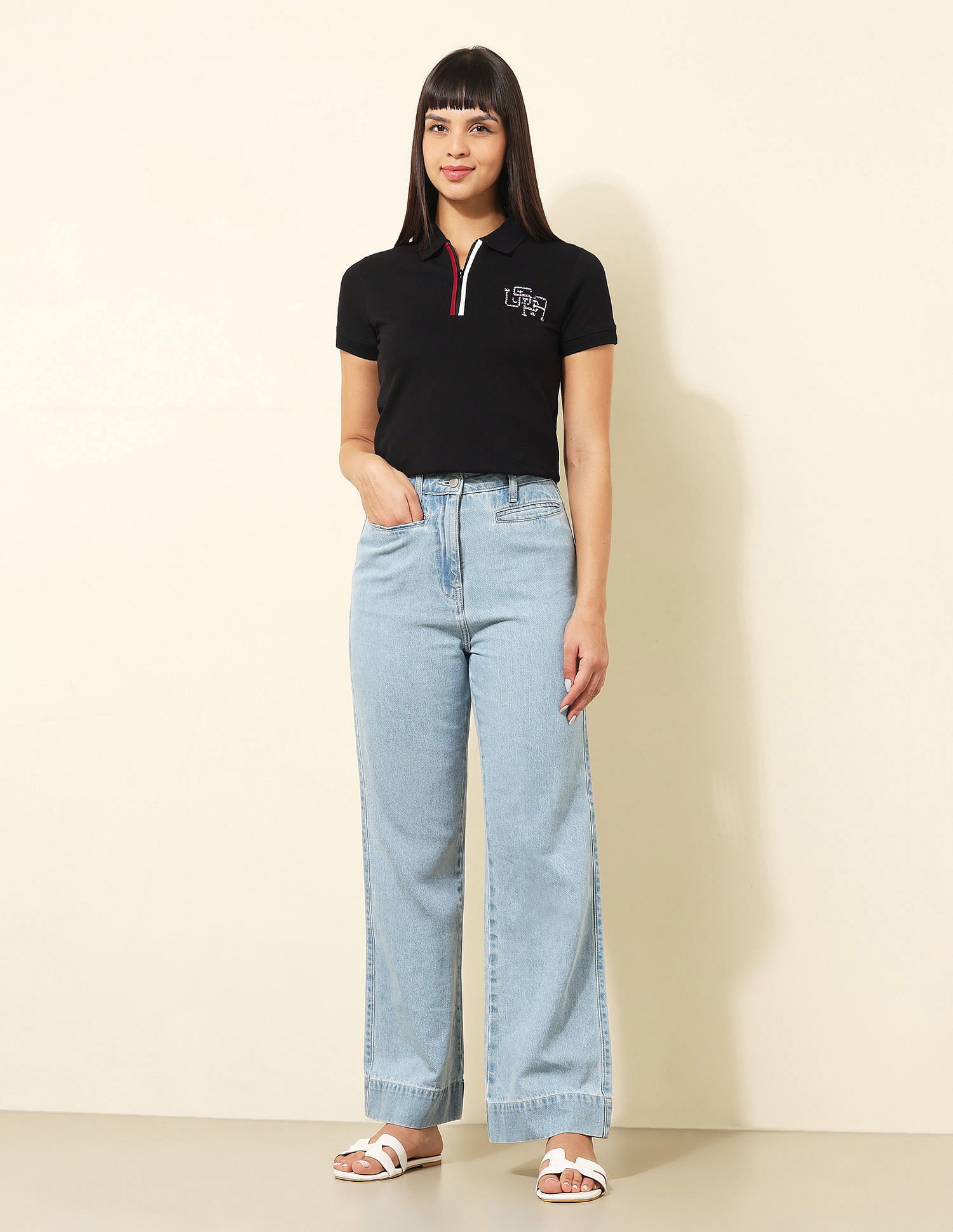 U.S. Polo Assn. Women Regular Fit Solid Polo Shirt