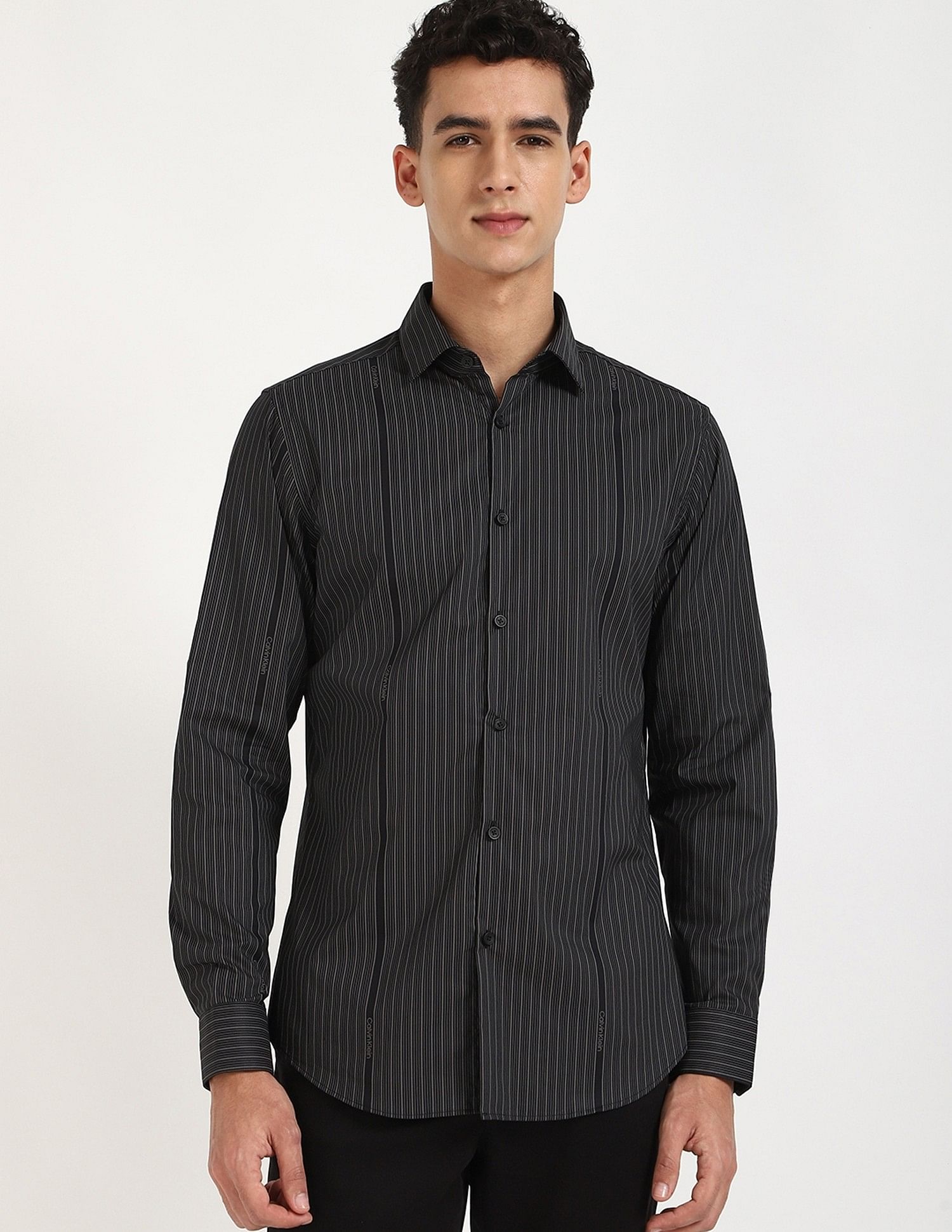 Calvin Klein Jeans Striped Slim-Fit Cotton Shirt
