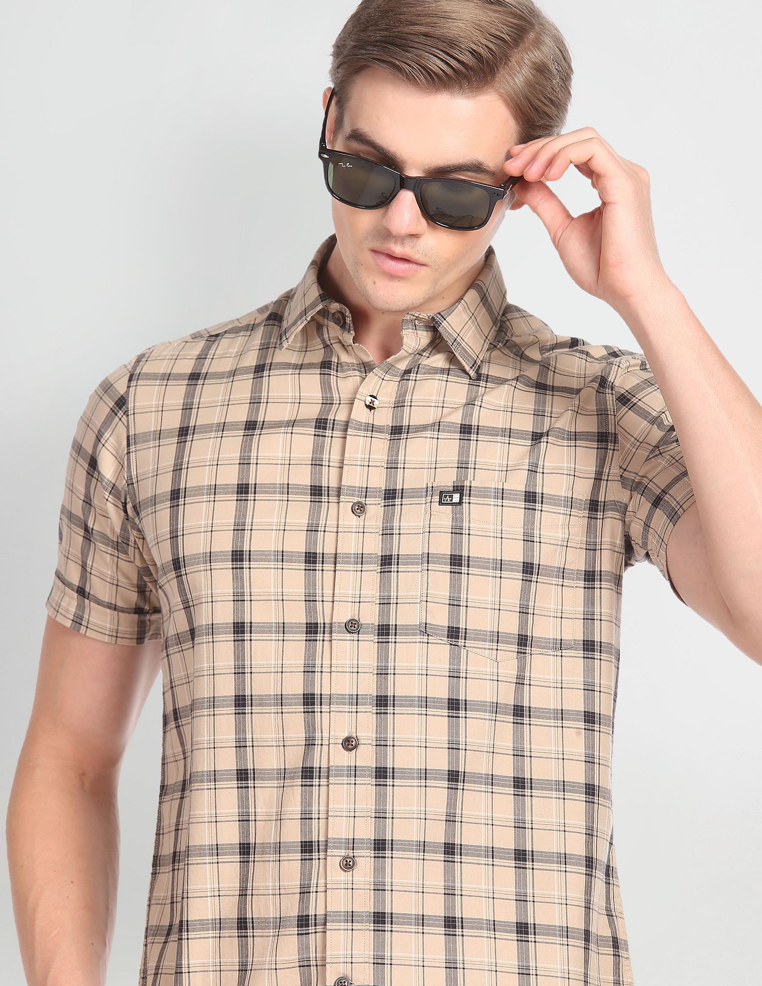 Arrow Sports Tartan Check Twill Casual Shirt