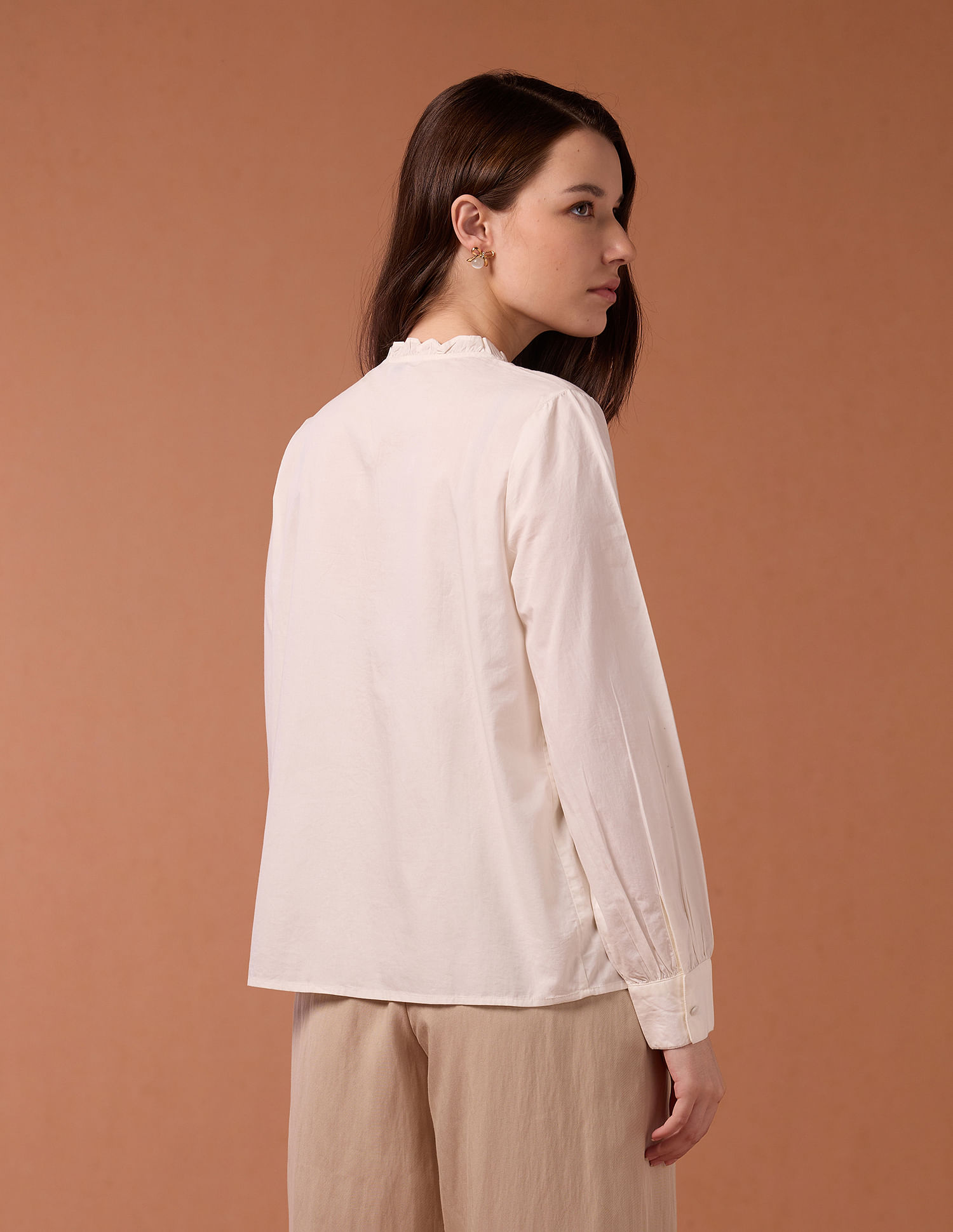 U.S. Polo Assn. Women Embroidered Pin Tucked Poplin Top