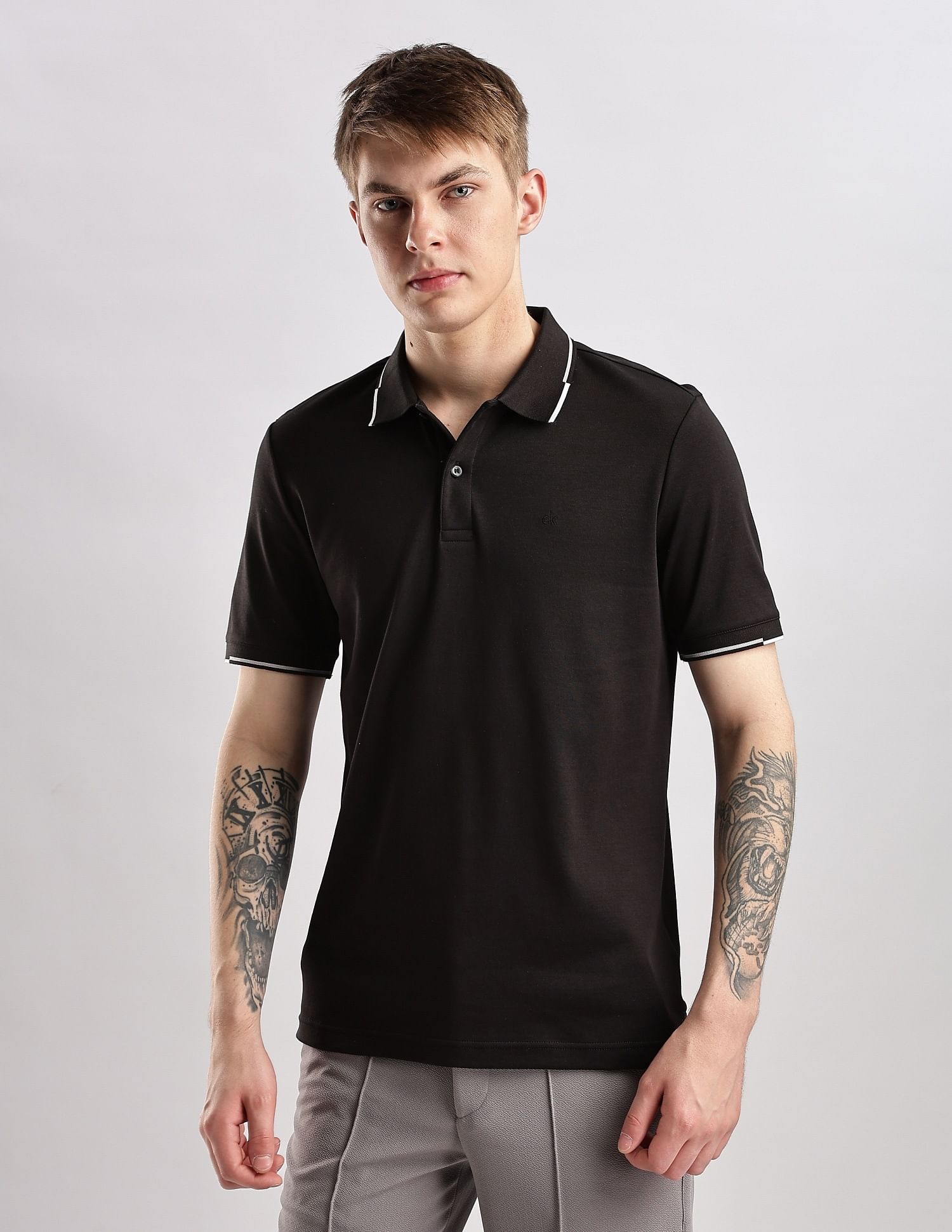 Calvin Klein Jeans Solid Slim Fit Cotton Polo Shirt