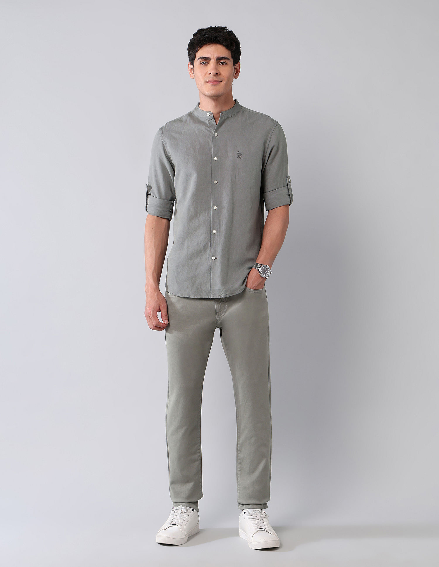 U.S. Polo Assn. Denim Co. Solid Regular Fit Poplin Shirt