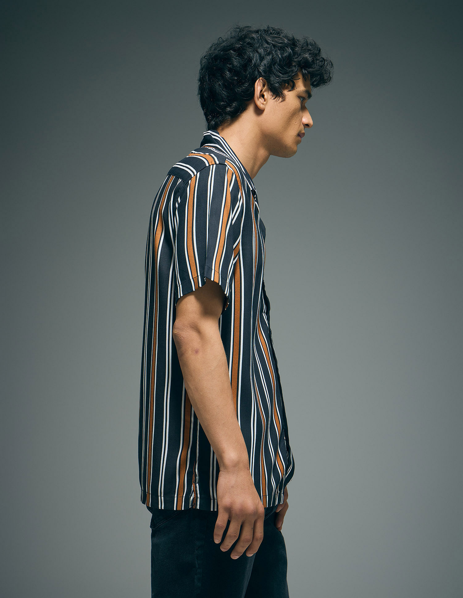 Flying Machine Vertical Stripe Viscose Shirt