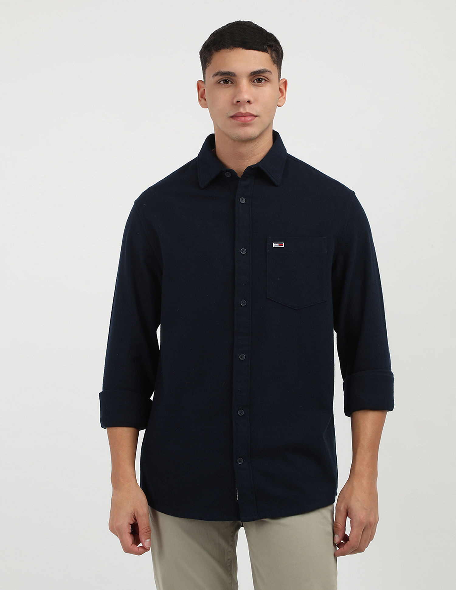 Tommy Hilfiger Solid Cotton Flannel Shirt