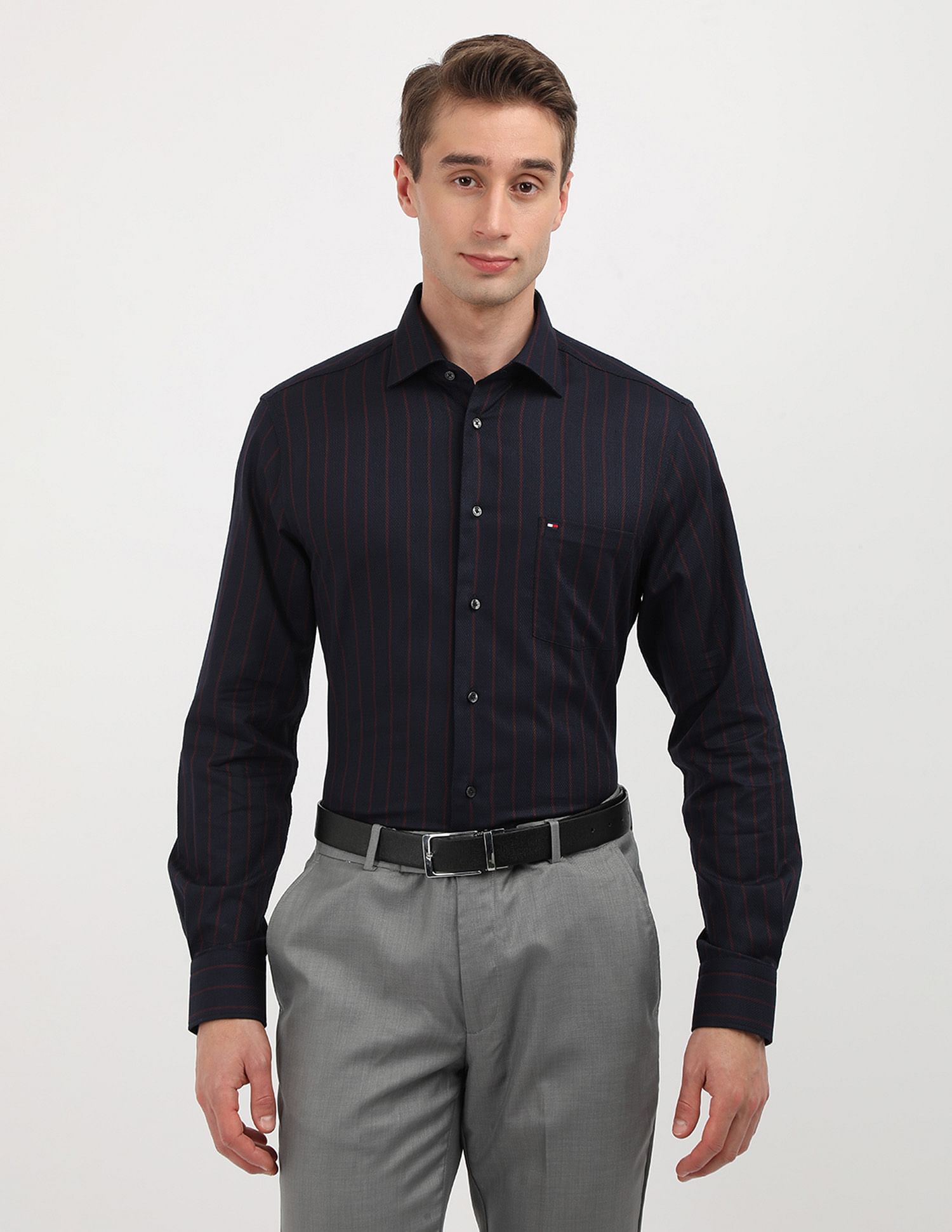 Tommy Hilfiger Waffle Dobby Vertical Stripedd Shirt