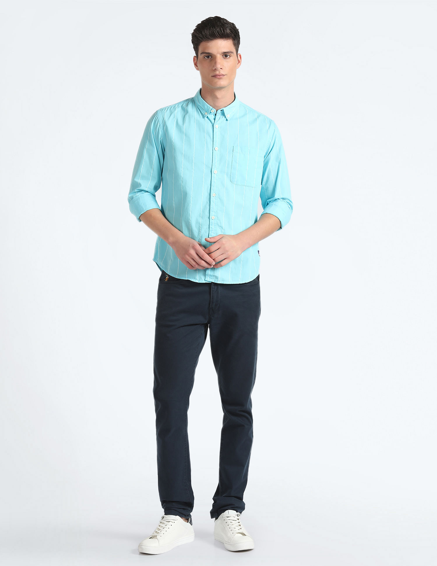 Flying Machine Vertical Stripe Pure Cotton Shirt