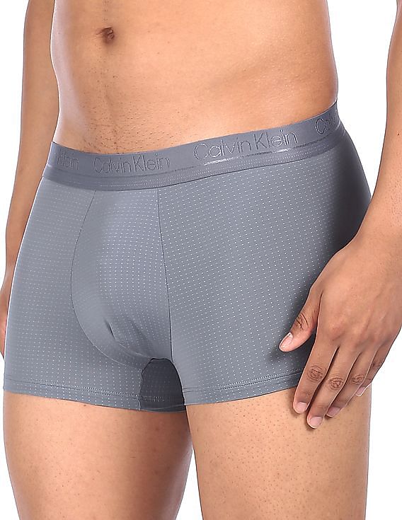Buy Calvin Klein Underwear Men Blue Elasticized Brand Waist Dot Print Trunks  