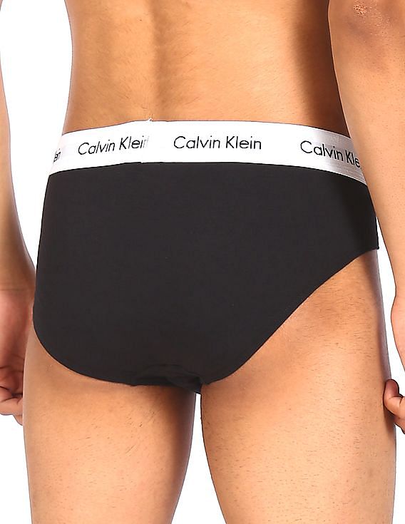 Buy Calvin Klein Underwear Men Black Contrast Elasticized Waistband Solid  Hip Briefs - Pack Of 3 - NNNOW.com