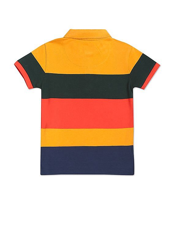 U.S. Polo Assn. Kids Horizontal Stripe Pique Cotton Polo Shirt