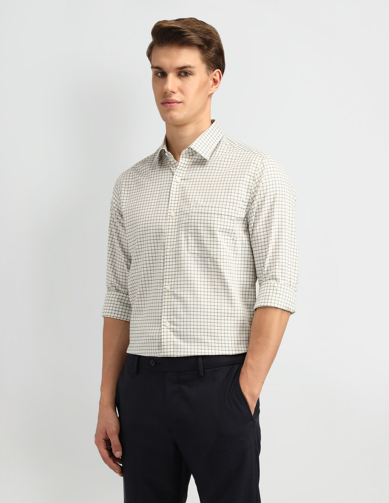 Arrow Slim Fit Windowpane Checked Shirt