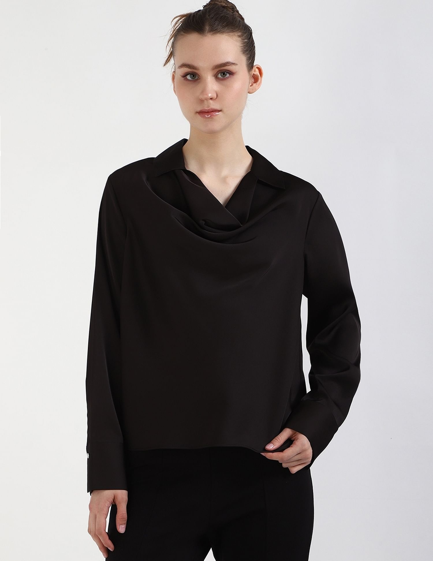 Calvin Klein Jeans Regular-Fit Polyester Spread Collar Top