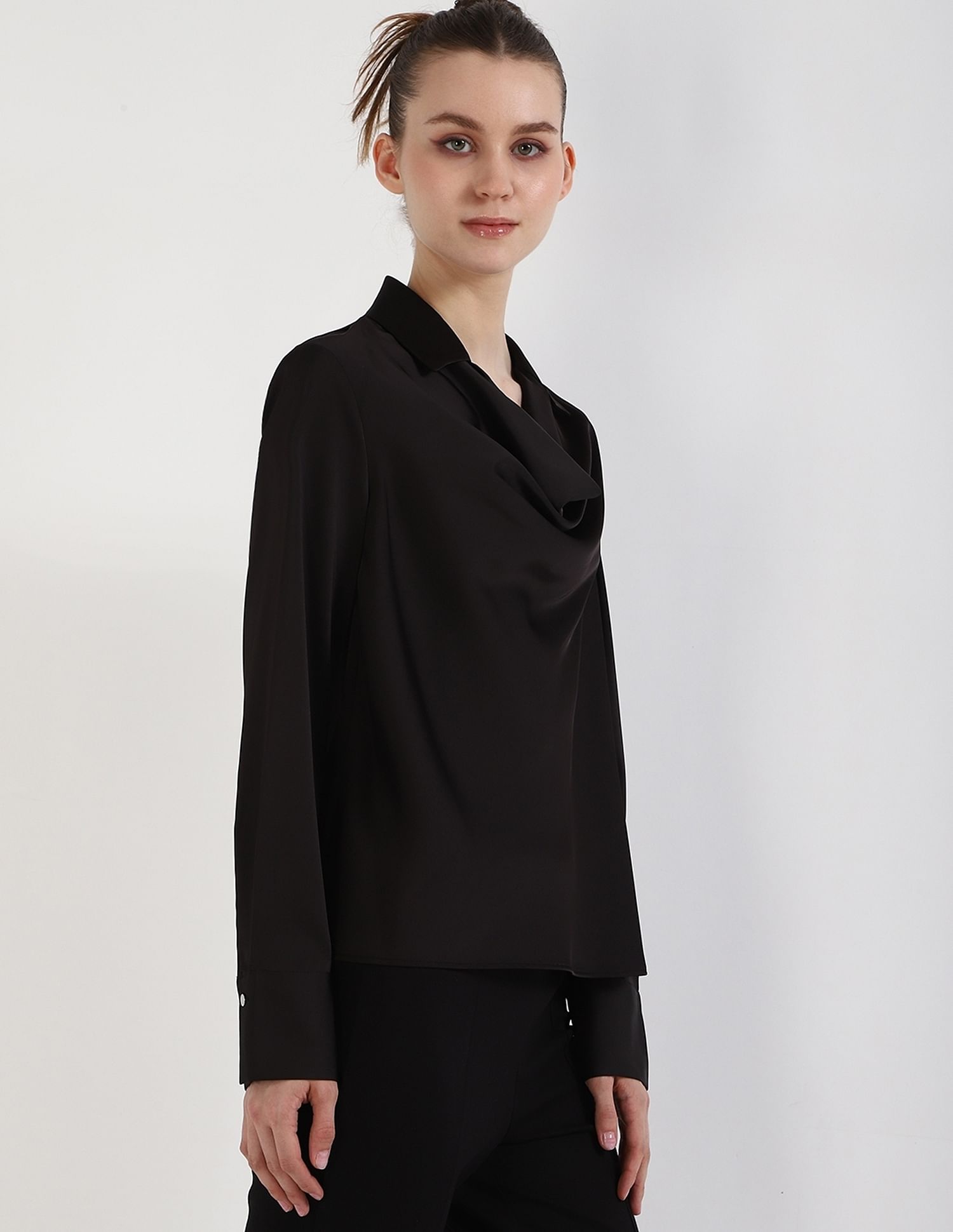 Calvin Klein Jeans Regular-Fit Polyester Spread Collar Top