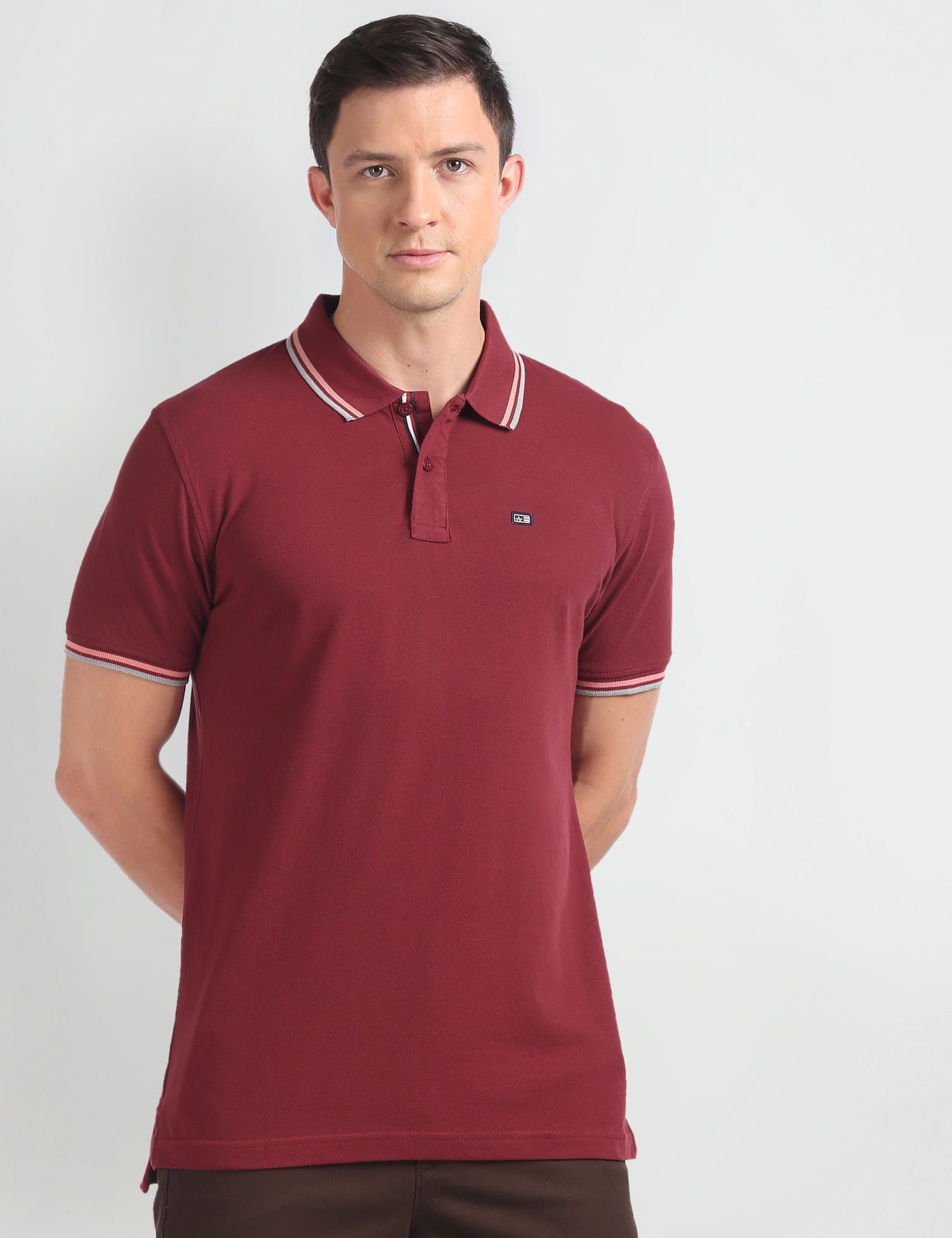 Buy Arrow Sports Tipped Collar Solid Polo T-Shirt