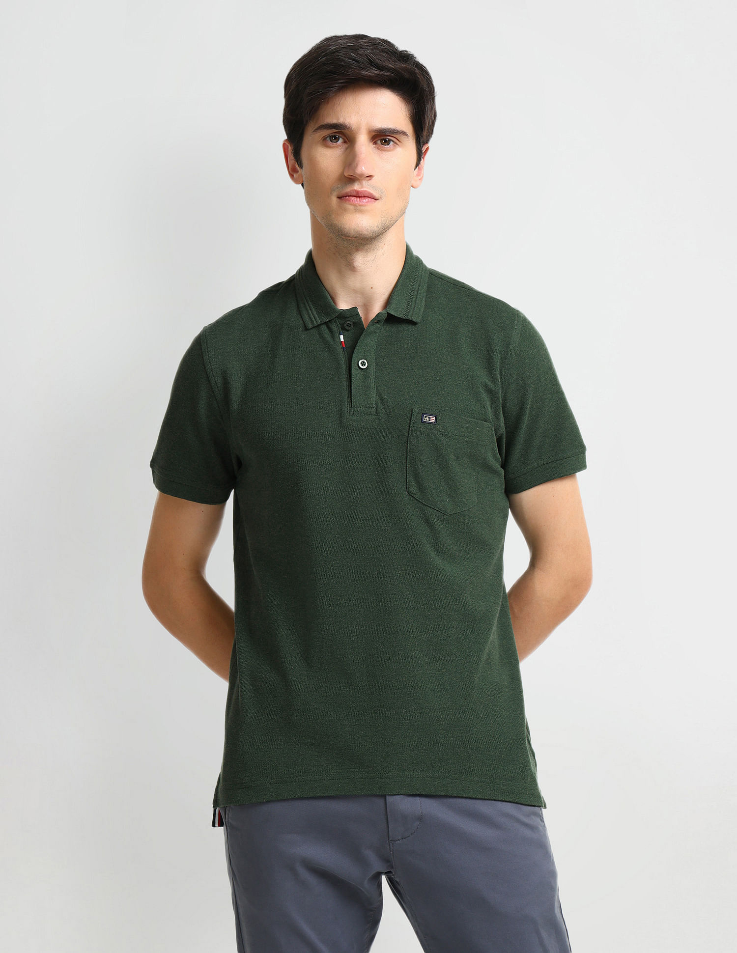 Arrow Sports Chest Pocket Heathered Polo Shirt
