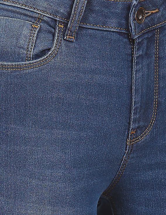 Flying Machine Women Mid Rise Distressed Jeans