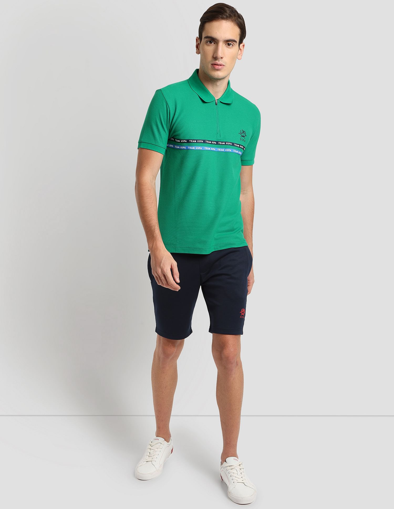 U.S. Polo Assn. Brand Tape Zipper Active Polo Shirt