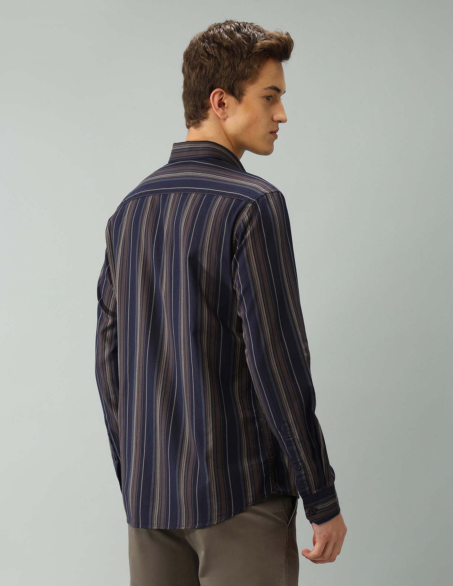 Arrow Sport Manhattan Slim Fit Vertical Striped Shirt