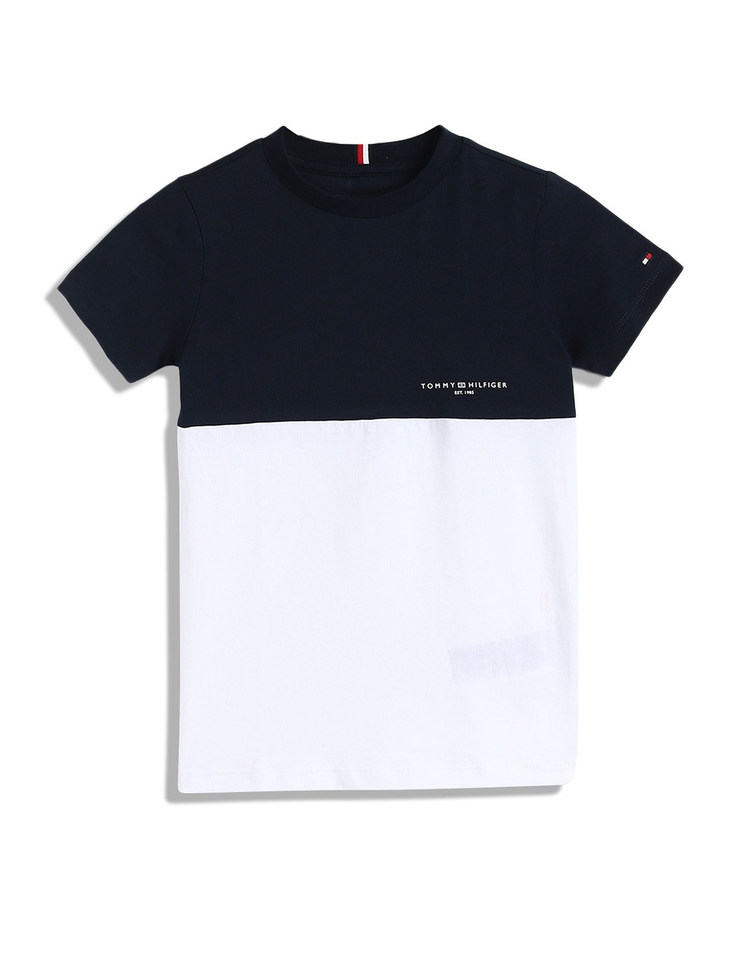 Tommy Hilfiger Boys Blue Colour Blocked T-Shirt