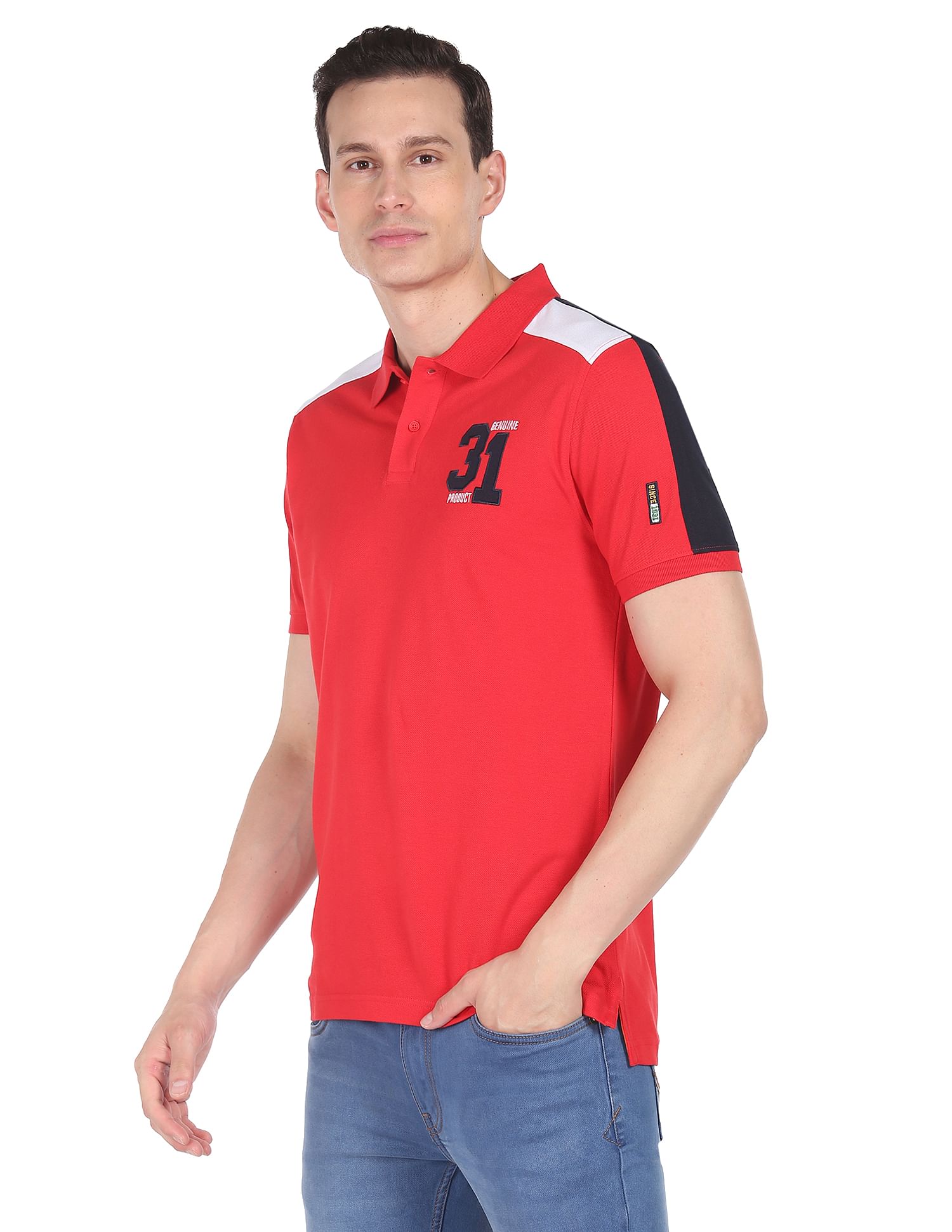 AD by Arvind Colour Block Sporty Polo Shirt