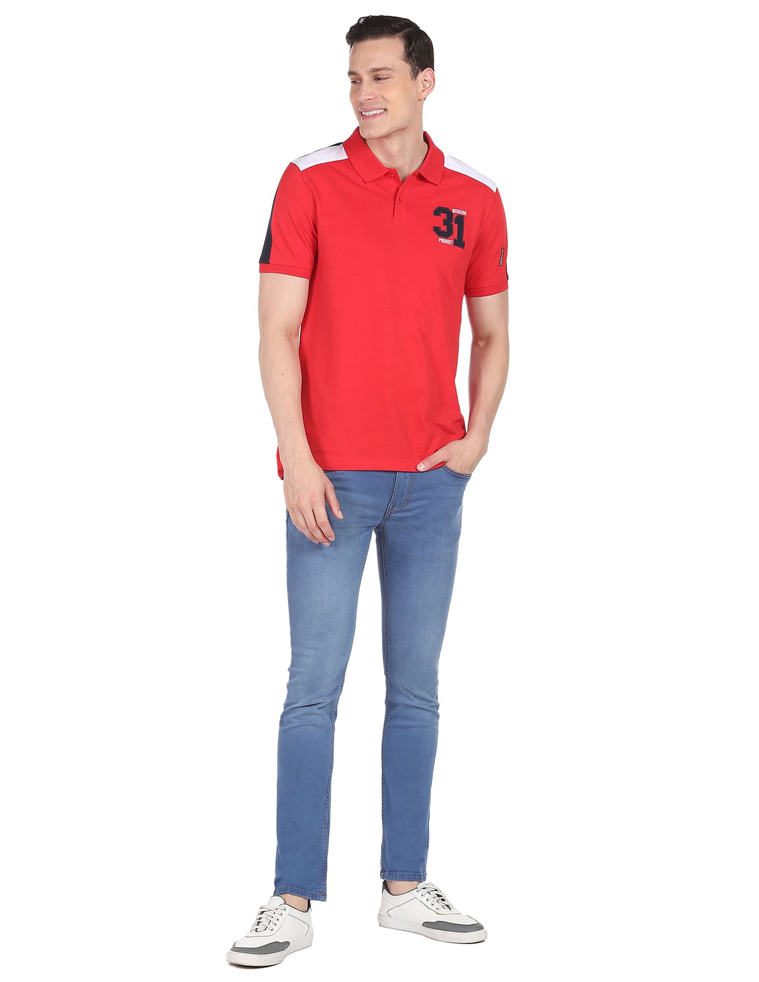 AD by Arvind Colour Block Sporty Polo Shirt
