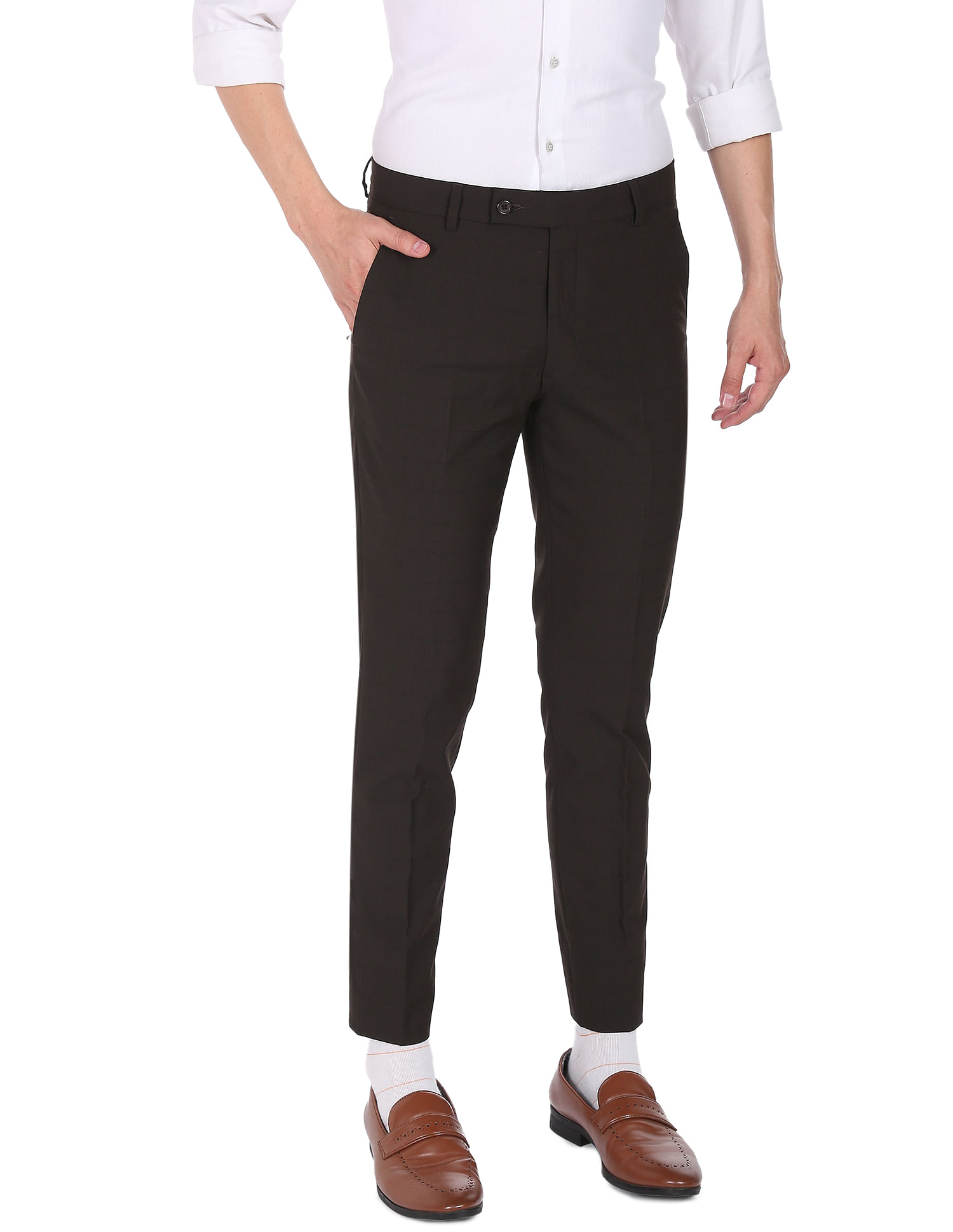 Buy Men Solid Ultra Slim Fit Formal Trousers from Max at just INR 14990