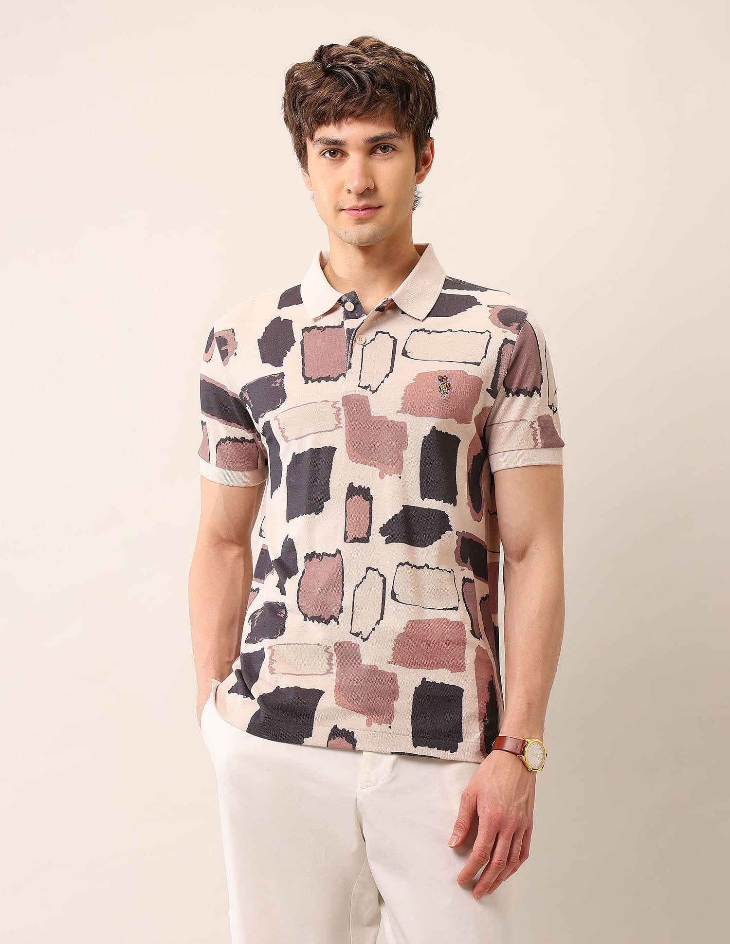 U.S. Polo Assn. Denim Co. Abstract Printed Muscle Fit Polo Shirt