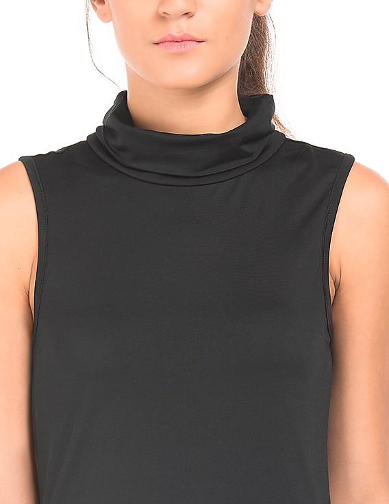 Buy Flying Machine Women Turtleneck Sleeveless A-Line Dress