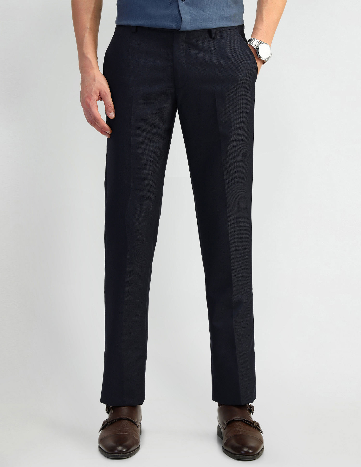 Arrow Mid Rise Dobby Trousers