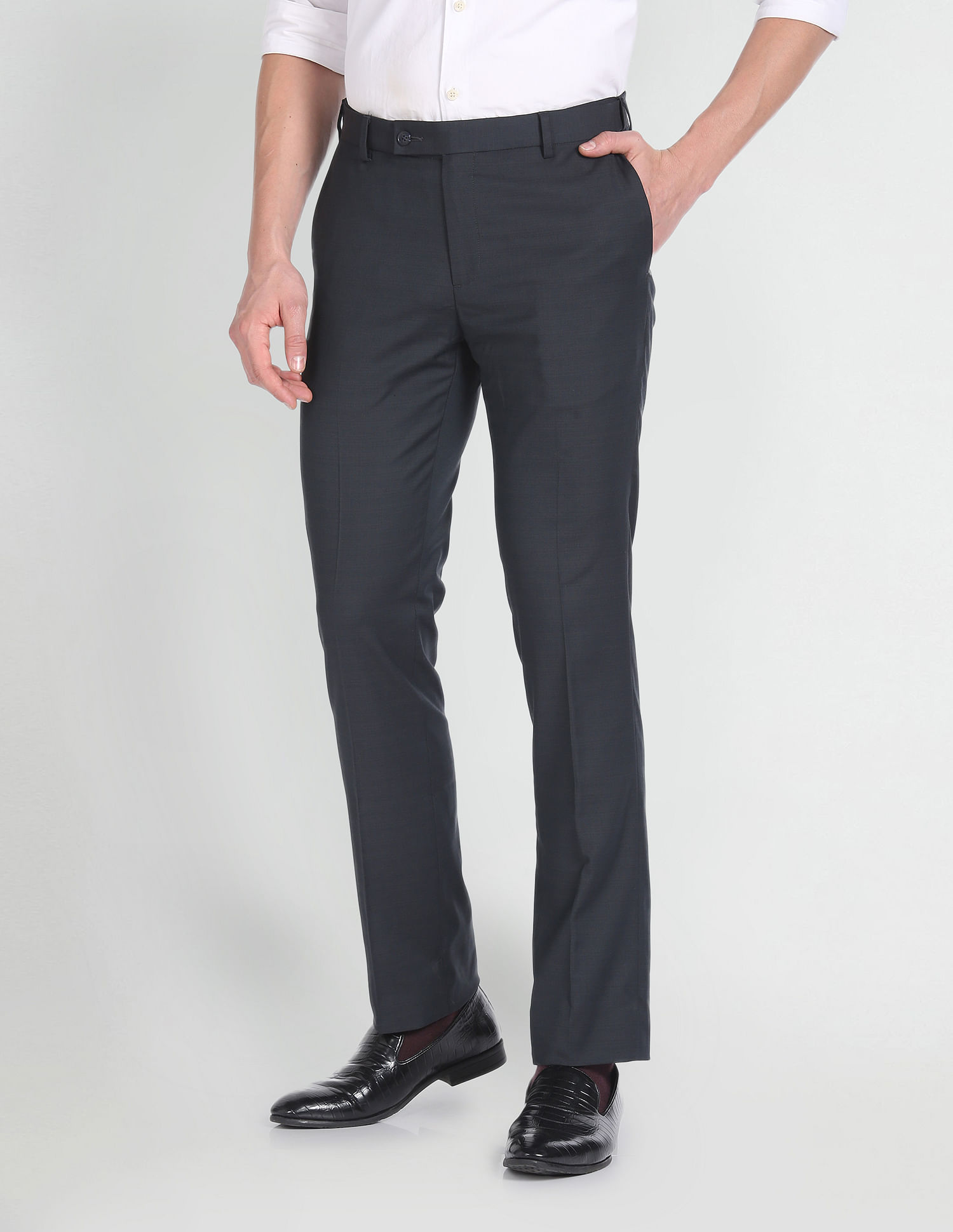Arrow Solid Dobby Formal Trousers